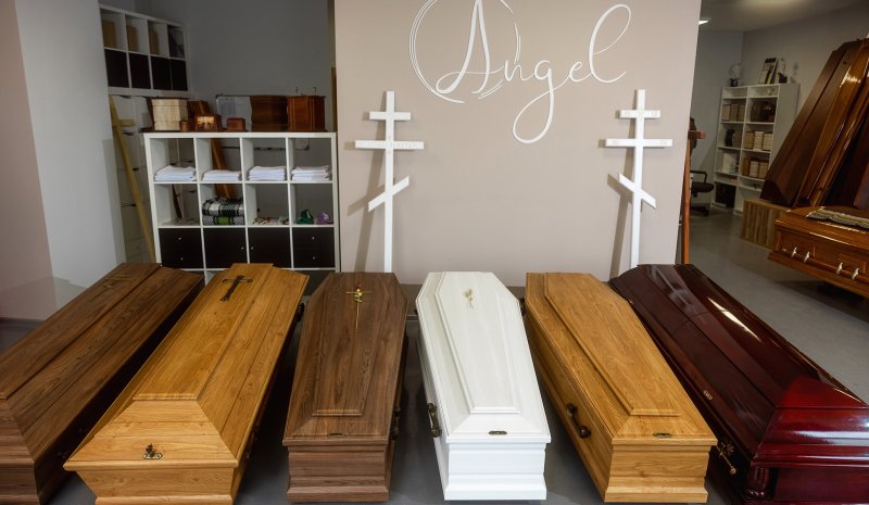 Latgales funeral branch Angel coffins and sarcophagus are available on spot