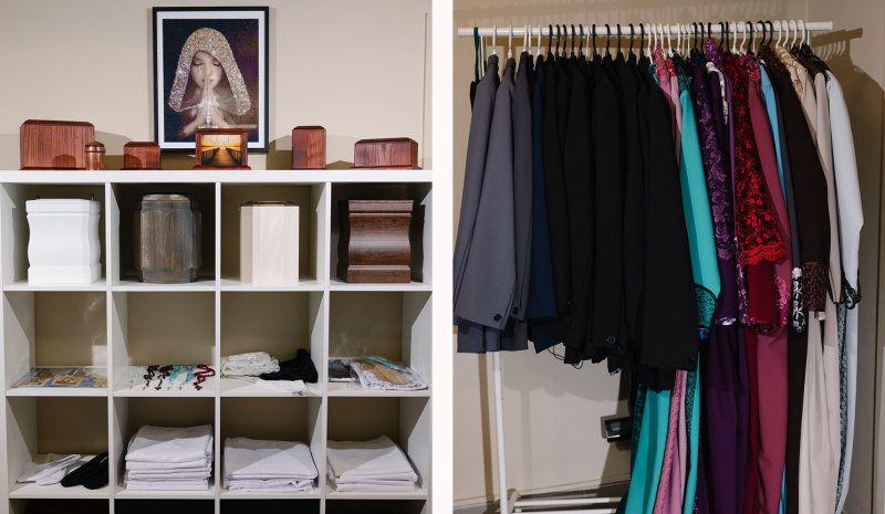 Selection of clothes for funerals